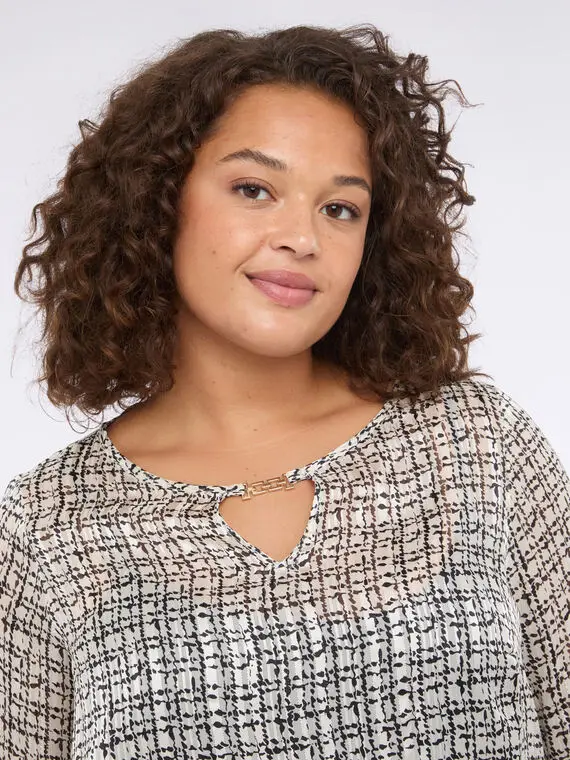 Blusa con stampa e dettaglio cut out Donna, Nero (58 IT) miniatura 3