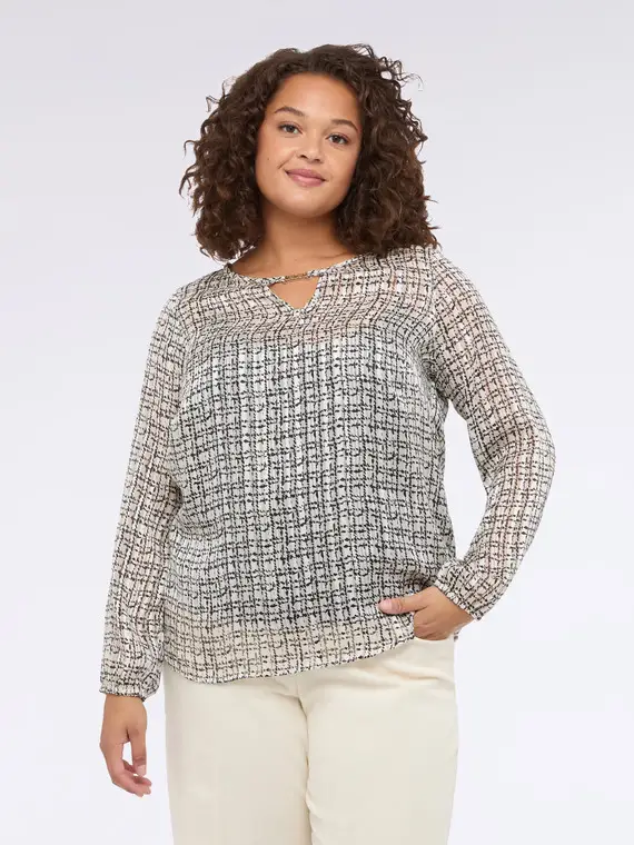 Blusa con stampa e dettaglio cut out Donna, Nero (58 IT)