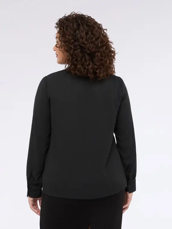 Blusa in georgette con micro punti luce e fiocco Donna, Nero (52 IT) miniatura 2