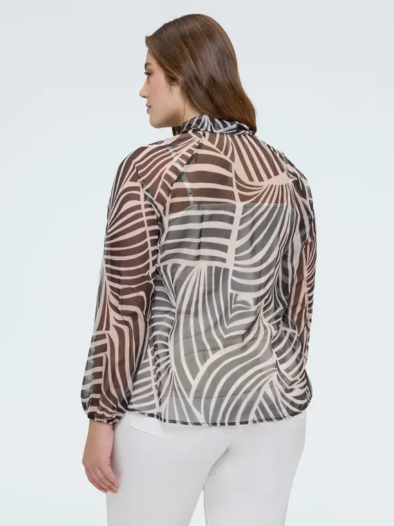 Blusa in georgette con stampa e fiocco Donna, Bianco (56 IT) miniatura 2