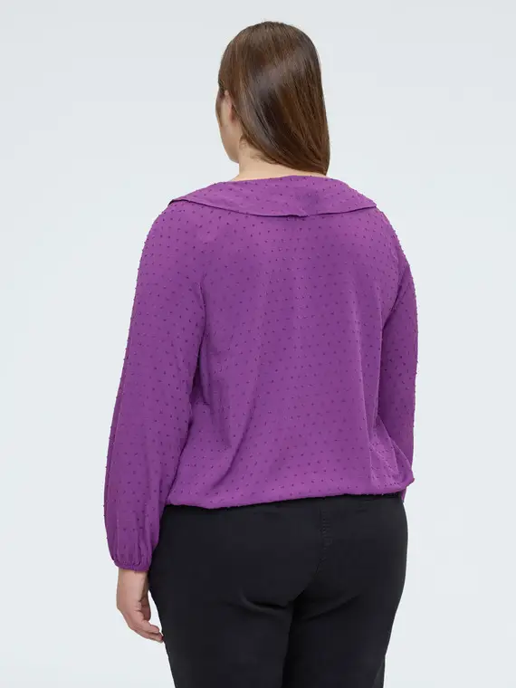 Blusa in plumetis a pois con volant Donna, Viola (58 IT) miniatura 2