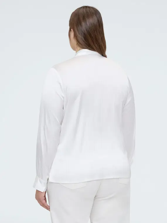 Blusa in raso con cravatta Donna, Bianco (56 IT) miniatura 2