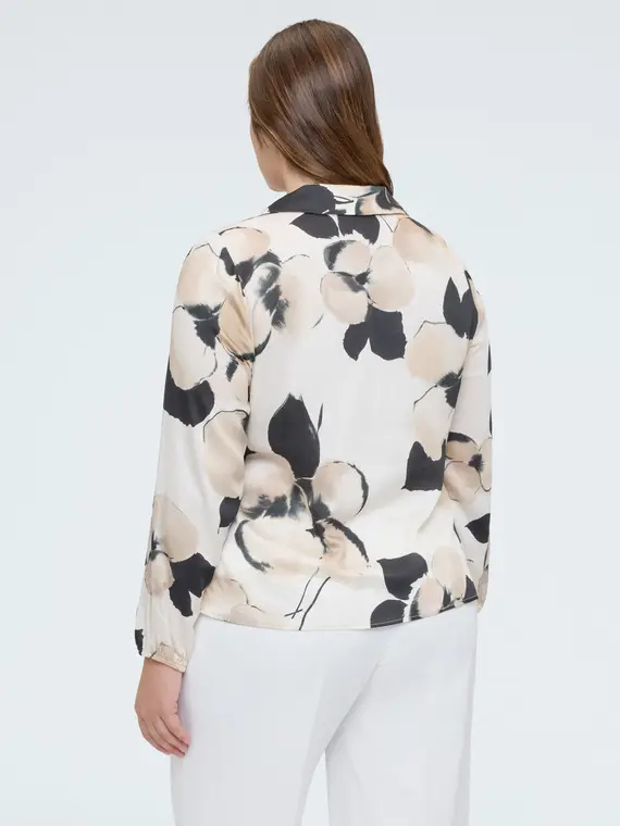 Blusa in raso con stampa floreale Donna, Bianco (60 IT) miniatura 2