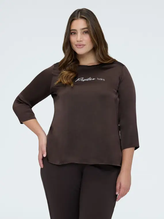 Blusa in raso Positive feeling Donna, Marrone (54 IT)