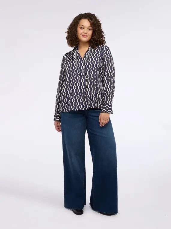 Blusa stampa geometrica in raso Donna, (48 IT)