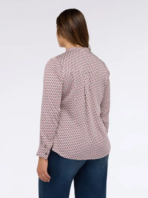 Blusa stampa geometrica in raso Donna, Bordeaux (58 IT) miniatura 2