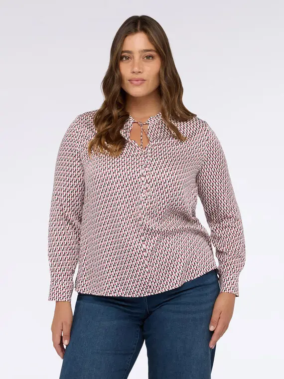 Blusa stampa geometrica in raso Donna, Bordeaux (58 IT)