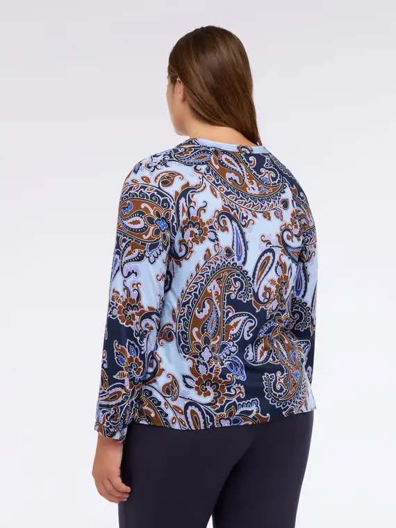 Blusa stampa paisley in viscosa Donna, Blu (58 IT) miniatura 2
