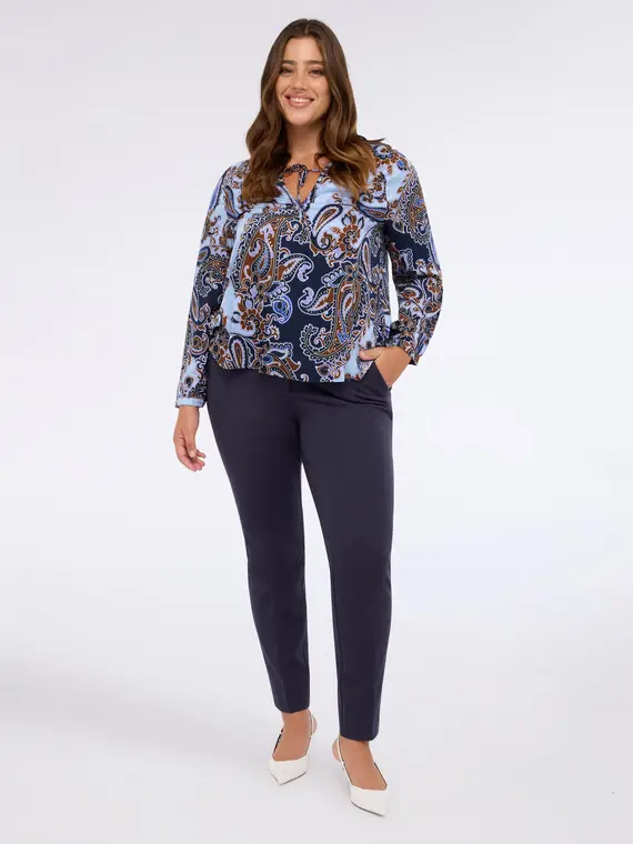 Blusa stampa paisley in viscosa Donna, Blu (58 IT)