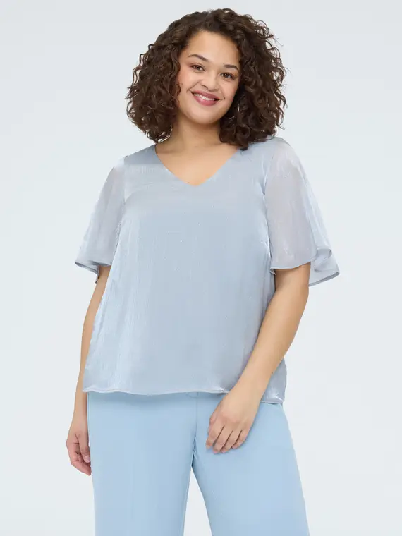 Blusa texture metallizzata con punti luce Donna, Grigio (60 IT)
