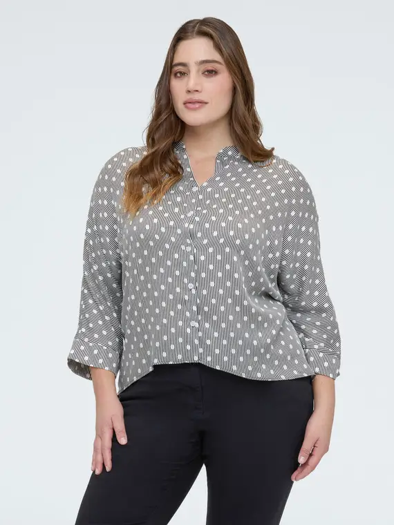 Camicia a pois in raso di viscosa Donna, (50 IT)