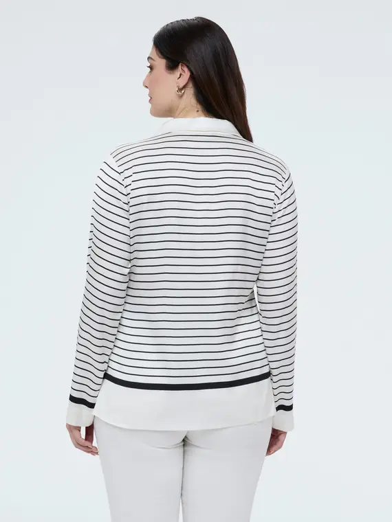 Camicia a righe con scollo a V Donna, Bianco (58 IT) miniatura 2