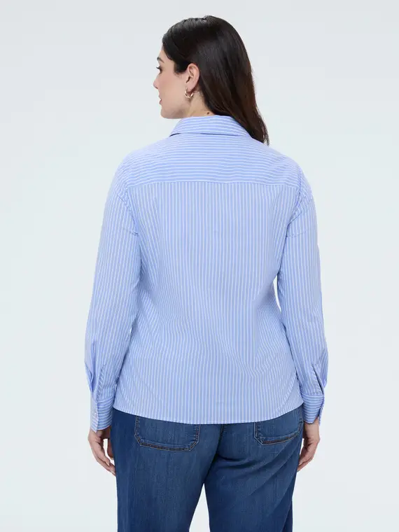 Camicia a righe in cotone Donna, Azzurro (50 IT) miniatura 2