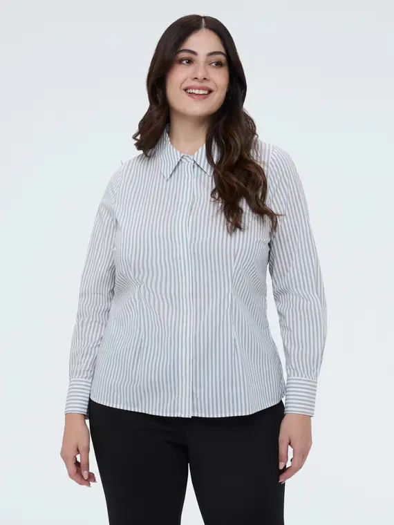 Camicia a righe in cotone Donna, Grigio (50 IT)