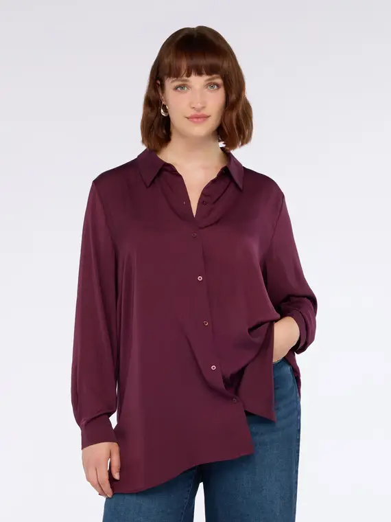 Camicia bimaterica misto viscosa Donna, Bordeaux (64 IT)