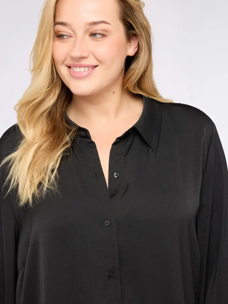 Fiorella Rubino - Camicia bimaterica misto viscosa Donna, Nero Taglia: XXL (64 IT) miniatura 3