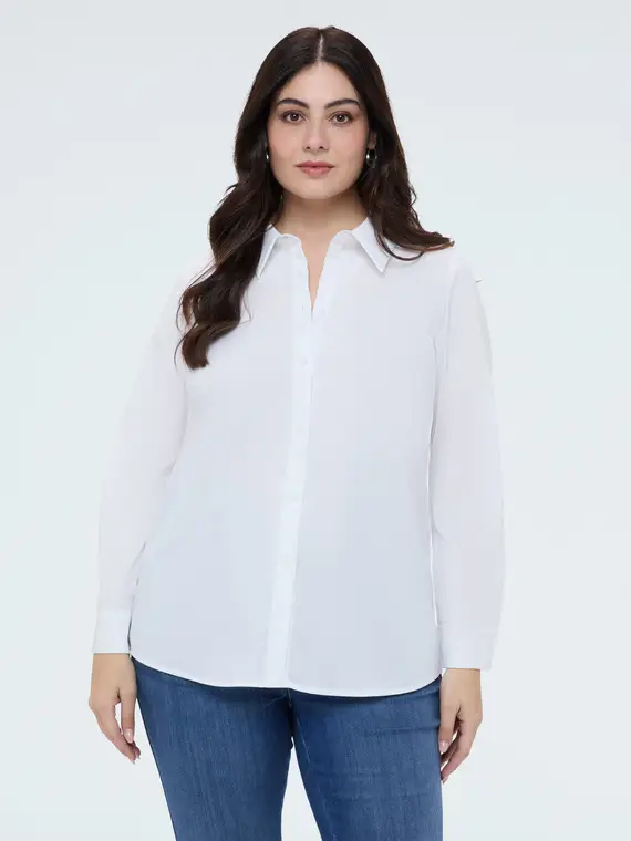 Camicia classica in popeline di cotone Donna, Bianco (60 IT)