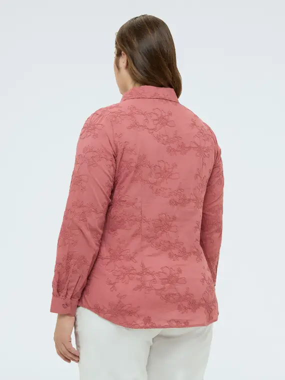 Camicia con ricami floreali tono su tono Donna, Rosa (60 IT) miniatura 2
