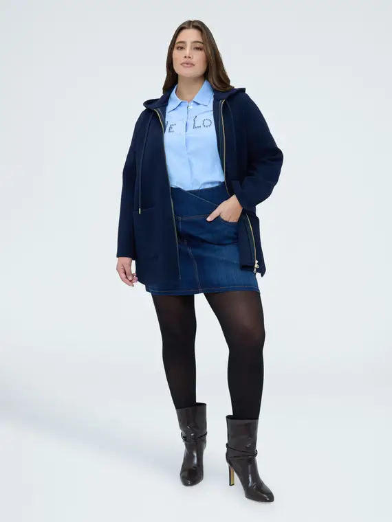 Camicia con scritta in strass Donna, Azzurro (52 IT) miniatura 3