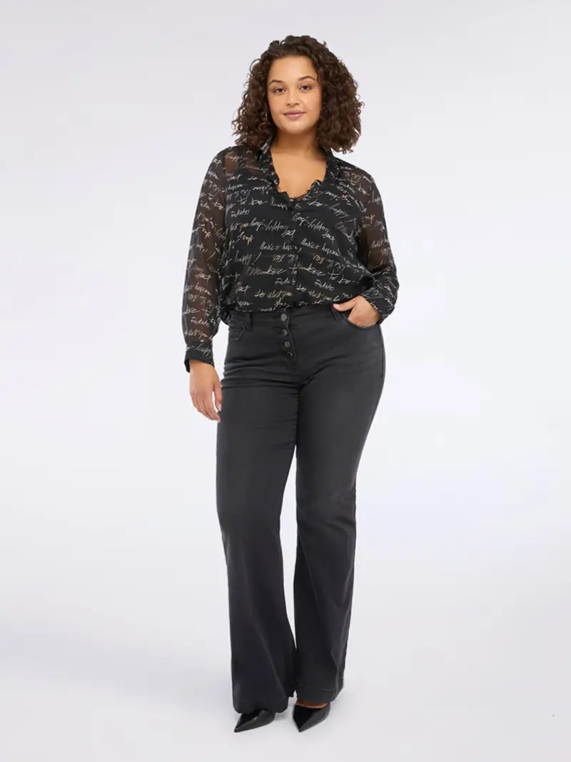 Fiorella Rubino - Camicia con stampa lettering in creponne Donna, Nero Taglia: 37 (46 IT) miniatura 2