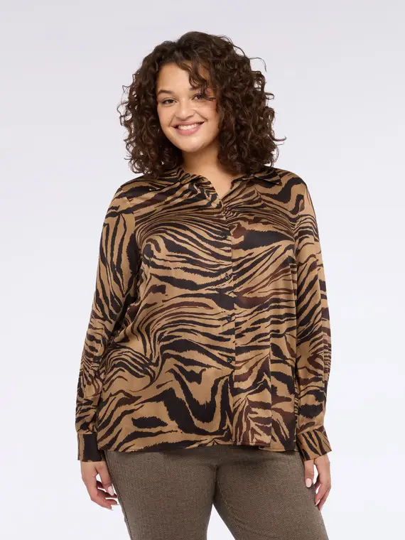 Camicia con stampa zebrata in raso Donna, (46 IT) miniatura 3