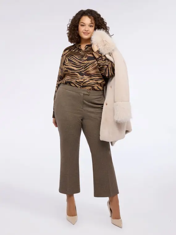 Camicia con stampa zebrata in raso Donna, (46 IT)