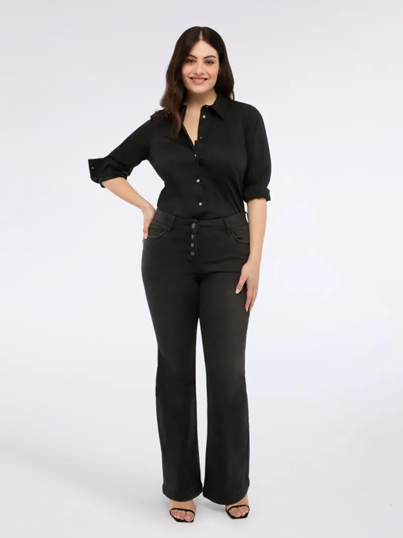 Fiorella Rubino - Camicia in cotone stretch Donna, Nero Taglia: 41 (50 IT) miniatura 3