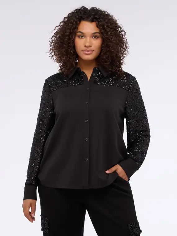 Camicia in felpa con paillettes Donna, (44-46 IT) miniatura 3