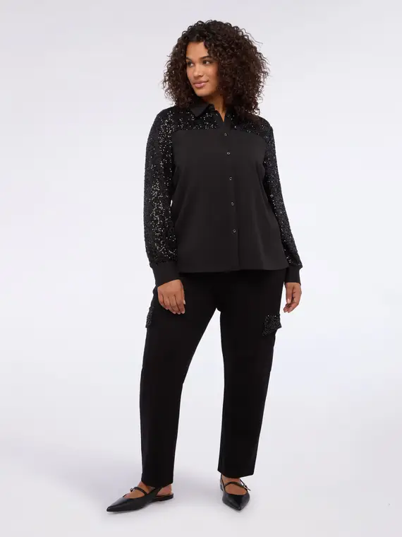 Camicia in felpa con paillettes Donna, (44-46 IT)