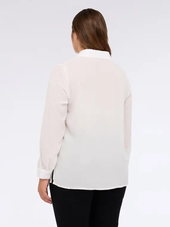 Camicia in georgette con micro borchie Donna, Bianco (58 IT) miniatura 2