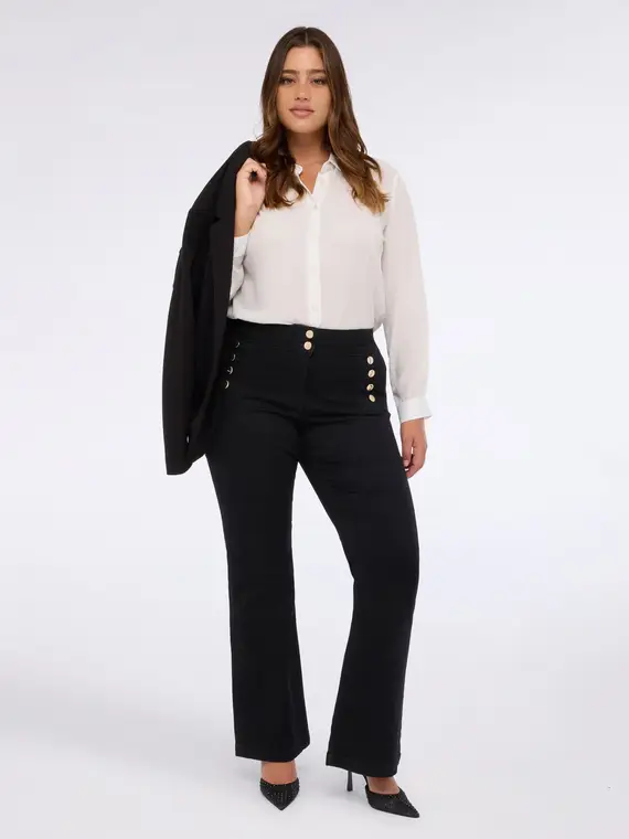 Camicia in georgette con micro borchie Donna, Bianco (58 IT)