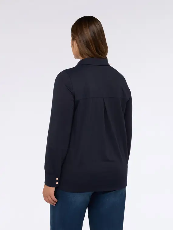 Camicia in jersey lurex con bottoni Donna, Blu (64 IT) miniatura 2