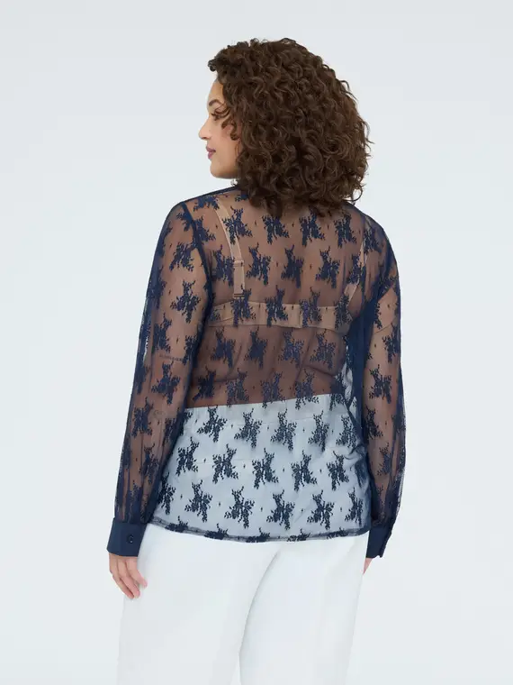 Camicia in pizzo con ruches Donna, (50 IT) miniatura 2