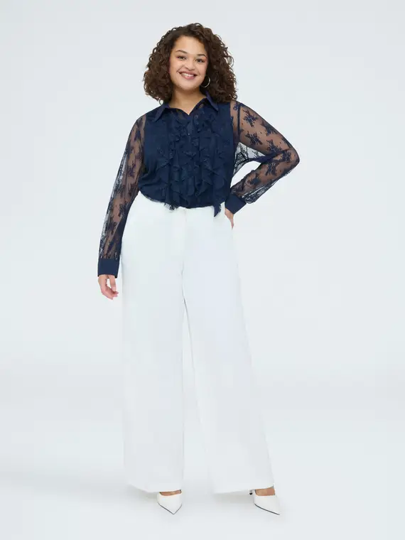 Camicia in pizzo con ruches Donna, (50 IT)