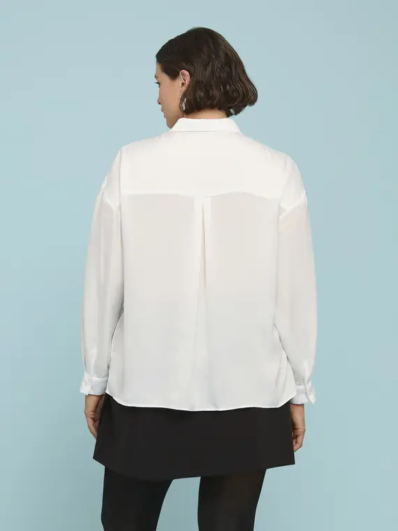 Camicia in raso dalla linea morbida e confortevole Donna, Bianco (44-46 IT) miniatura 2