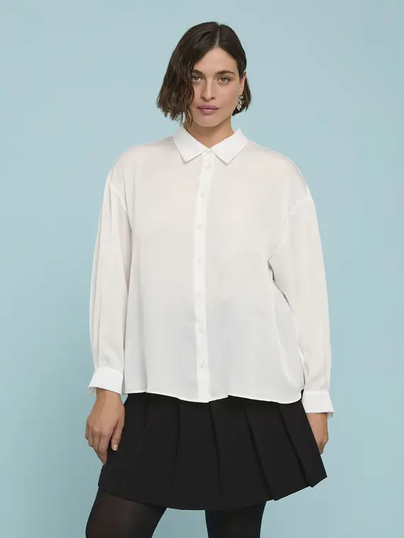 Camicia in raso dalla linea morbida e confortevole Donna, Bianco (44-46 IT)