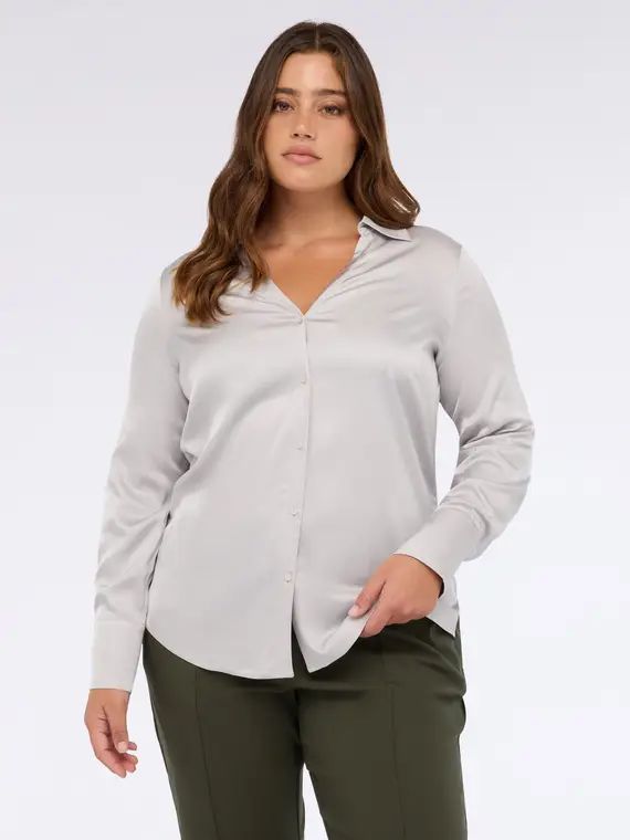 Camicia in raso di viscosa Donna, Grigio (58 IT)