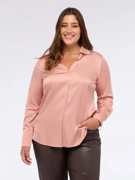 Camicia in raso di viscosa Donna, Rosa (58 IT) miniatura 3