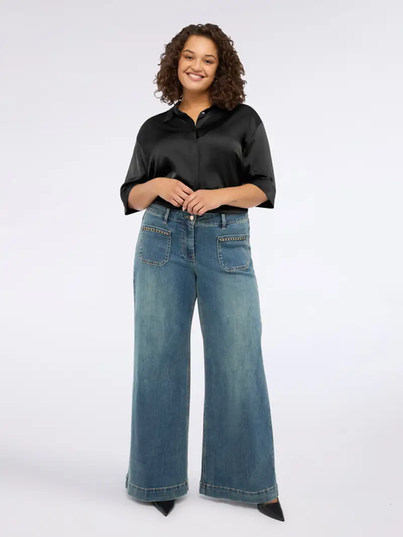 Fiorella Rubino - Camicia in raso stretch con maniche a tre quarti Donna, Nero Taglia: 41 (50 IT) miniatura 3