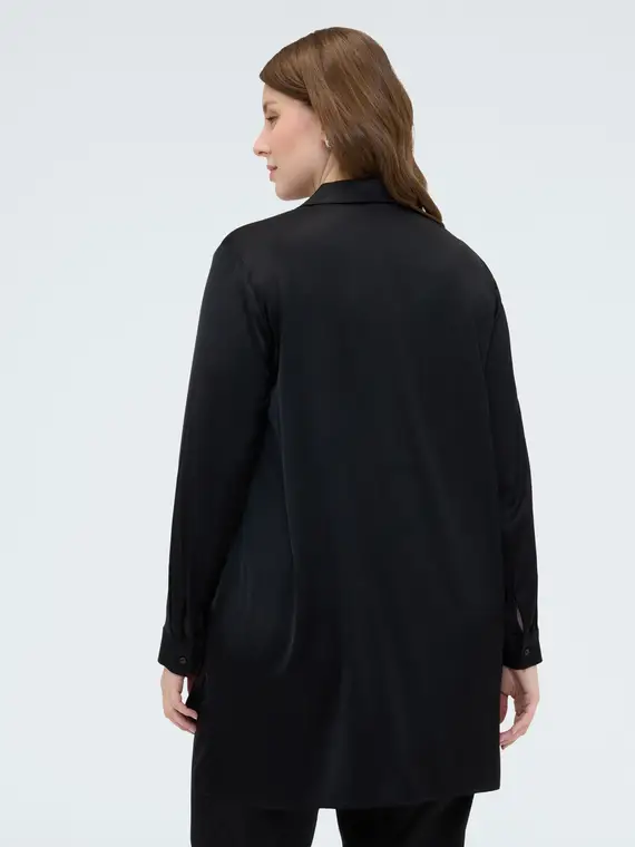 Camicia in raso stretch Donna, Nero (60 IT) miniatura 2