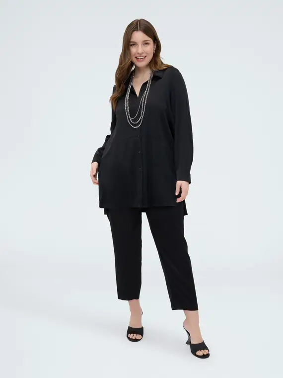 Camicia in raso stretch Donna, Nero (60 IT) miniatura 3