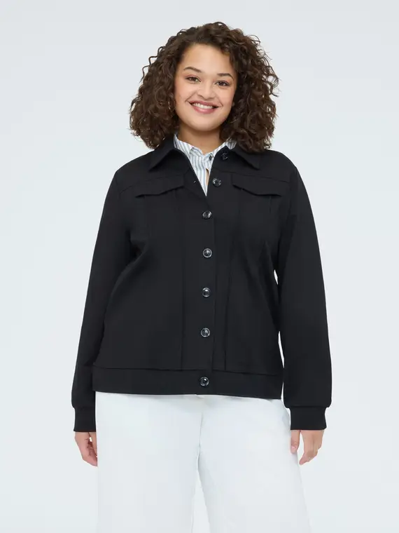 Camicia shacket in felpa Donna, Nero (60-62 IT)