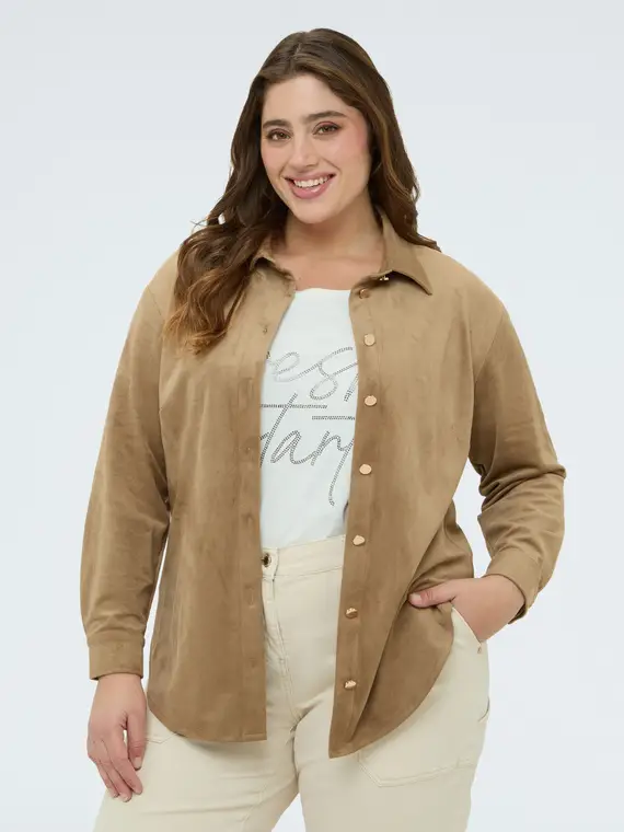 Camicia soft touch Donna, Marrone (46 IT)