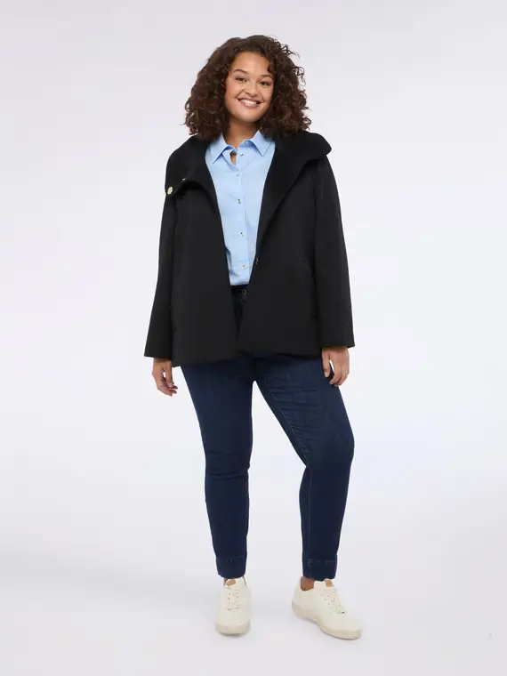 Cappottino corto in misto lana con collo alto Donna, Nero (46 IT)