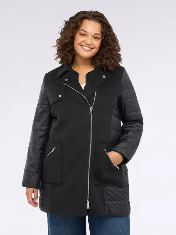 Cappotto con inserti in piumino Donna, Nero (58 IT) miniatura 3