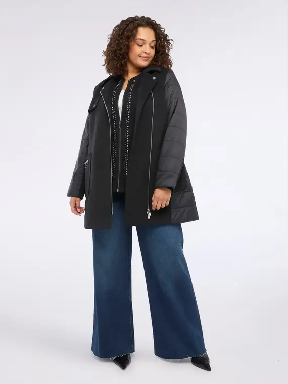 Cappotto con inserti in piumino Donna, Nero (58 IT)