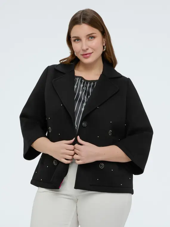 Cappotto corto in scuba doppiopetto Donna, Nero (54 IT) miniatura 3