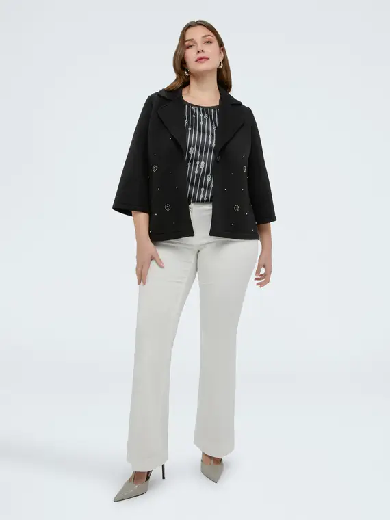 Cappotto corto in scuba doppiopetto Donna, Nero (54 IT)