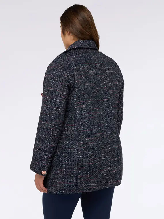 Cappotto effetto bouclé con bottoni decorativi Donna, Blu (58 IT) miniatura 2