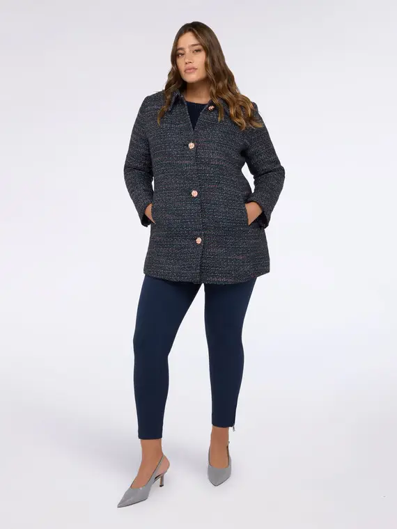 Cappotto effetto bouclé con bottoni decorativi Donna, Blu (58 IT)